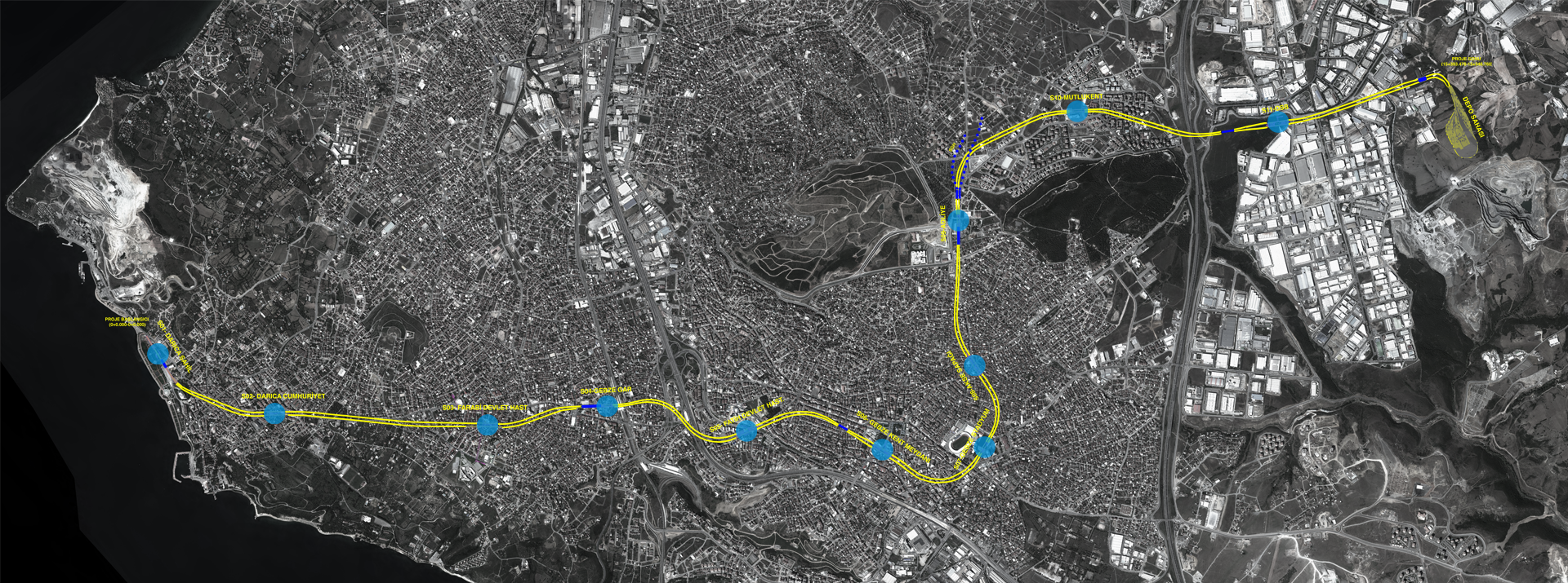 Gebze-Darıca Metro Hattı haritası